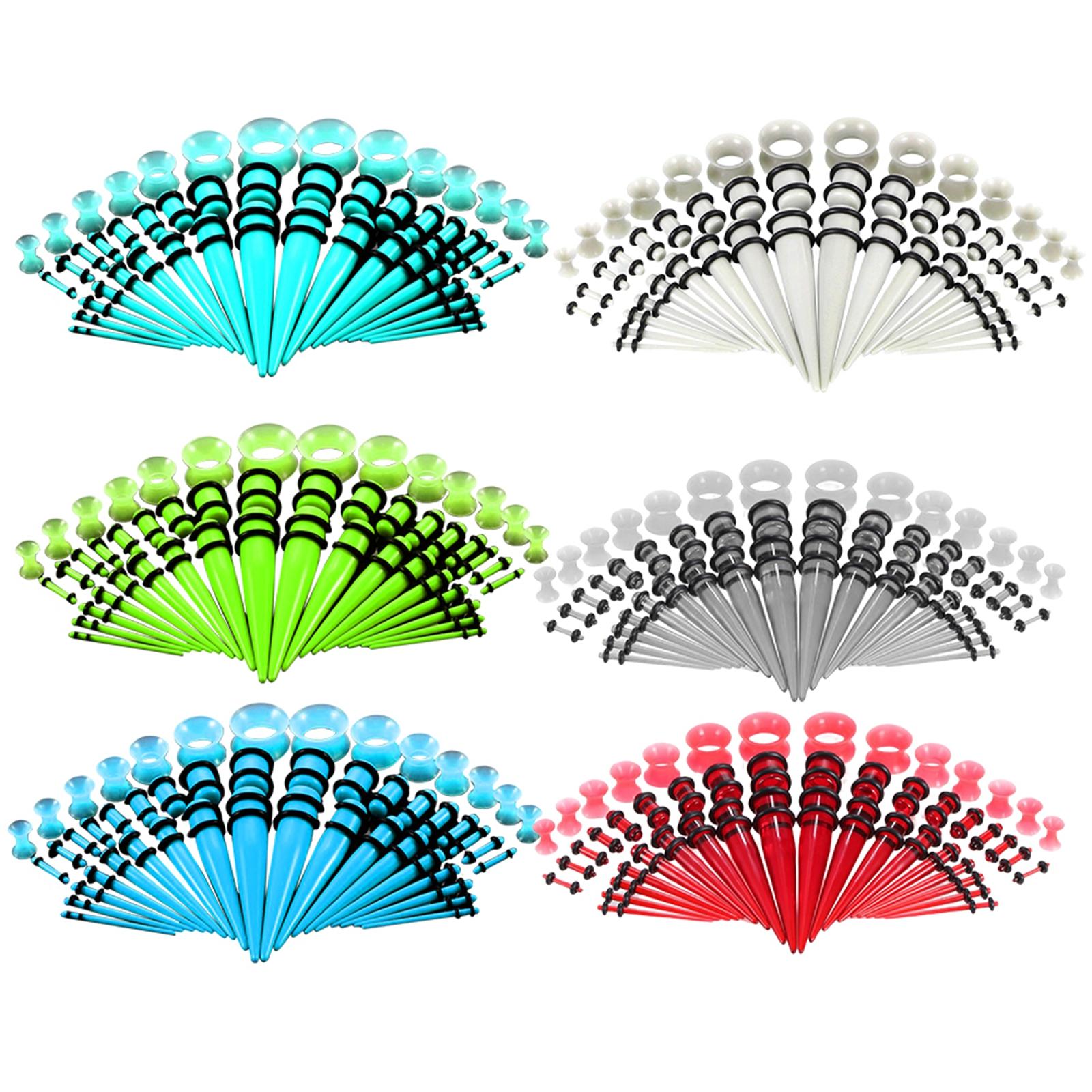 Body Jewelry Gauge Sizes - ชุดมาตรวัดหลายขนาด50ชิ้นเรียวปลั๊กอุโมงค์1.6มม.-10มม. ตัวขยายรู14G-00หู