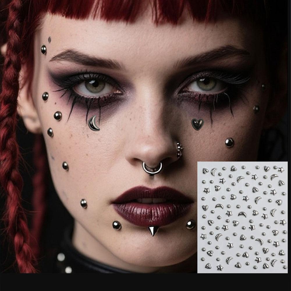 Body Jewelry Eyebrow - สติกเกอร์อะคริลิกประดับเพชรเทียม 1 แผ่น สำหรับตกแต่งคิ้วและใบหน้า แบบติดเองได้ สติกเกอร์ปลอมสำหรับตกแต่งร่างกายและสะดือ