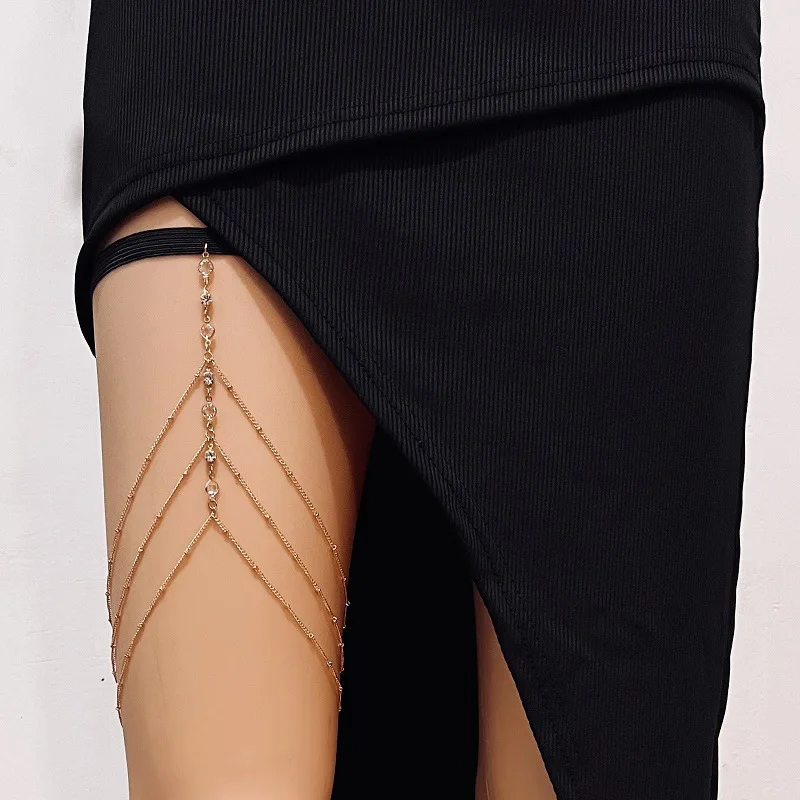 Body Jewelry Types - แฟชั่นฤดูร้อน Bohemian ต้นขาเซ็กซี่โซ่สําหรับผู้หญิง Double-Layer โลหะขาเทศกาลเครื่องประดับ Accesorios