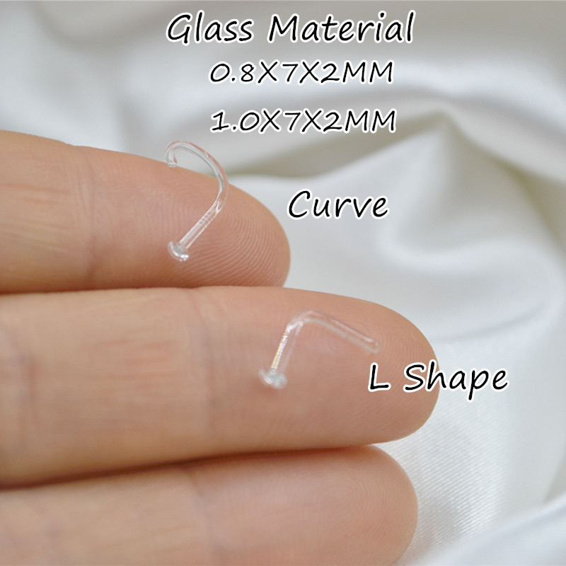 Body Jewelry Materials - ชุด 50 ชิ้น วัสดุแก้ว ทรงโค้ง/L ตัวล็อคจมูกแบบซ่อน