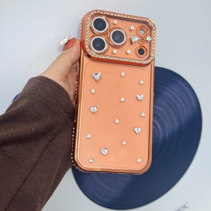 Body Jewels - เคสโทรศัพท์มือถือแบบทำมือ ประดับคริสตัลเคลือบสีส้ม สำหรับ iPhone17 16 14Plus