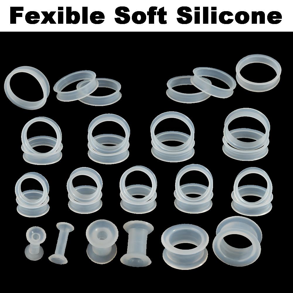 Body Jewelry Gauge Sizes - เครื่องวัดหู PAIR-Clear ขนาดใหญ่ซิลิโคนยืดหยุ่นปลั๊กหูรูอุโมงค์ขยายหูยืด 3mm-38mm