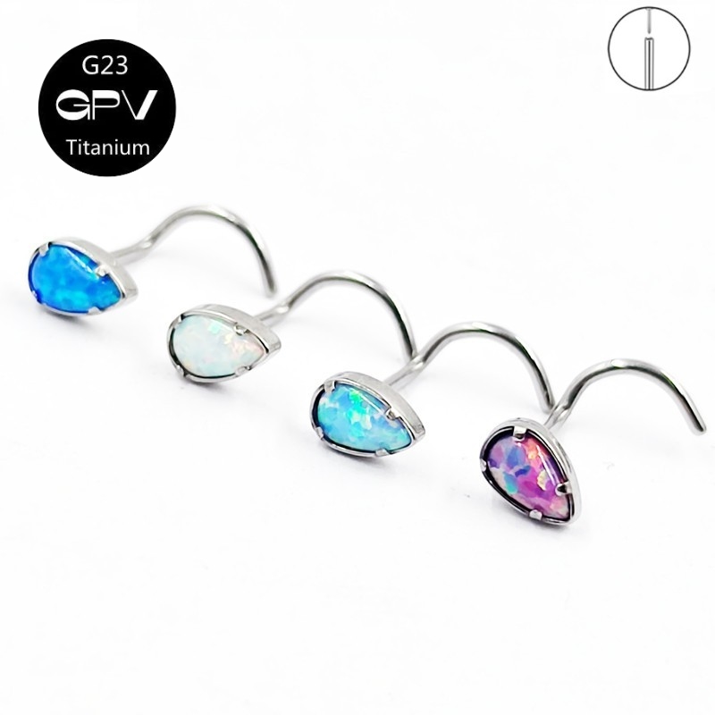 Body Jewelry Manufacturers - G23ไทเทเนียม5-Word จมูกเล็บผู้ผลิตขายส่ง Inset หรูหราโอปอลเครื่องประดับเจาะจมูกสำหรับบุรุษและสตรี