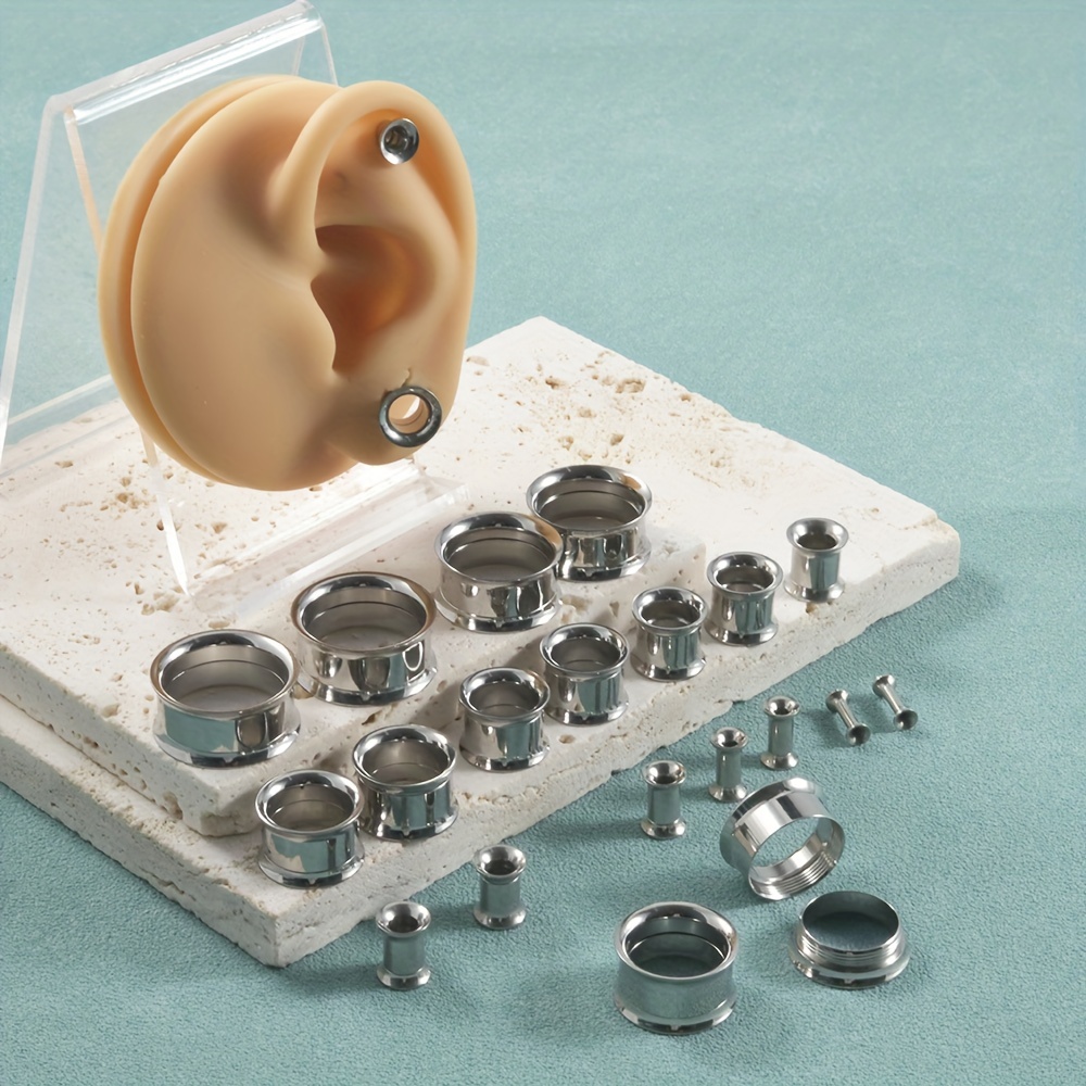 Body Jewelry Gauge Sizes - 1 คู่/12 คู่ชุดสแตนเลสเกลียวภายในหูปลั๊กขนาดผสมอุโมงค์เนื้อต่างหูเครื่องวัด Hollow เจาะ 2-20