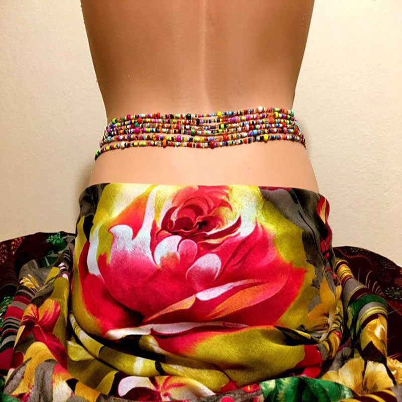 Body Jewelry Chain - โซ่ประดับลูกปัดห้อยสะดือสำหรับผู้หญิงโซ่ประดับลูกปัดหลายชั้นสไตล์โบฮีเมียนโซ่ประดับร่างกายสำหรับปาร์ตี้ชายหาด