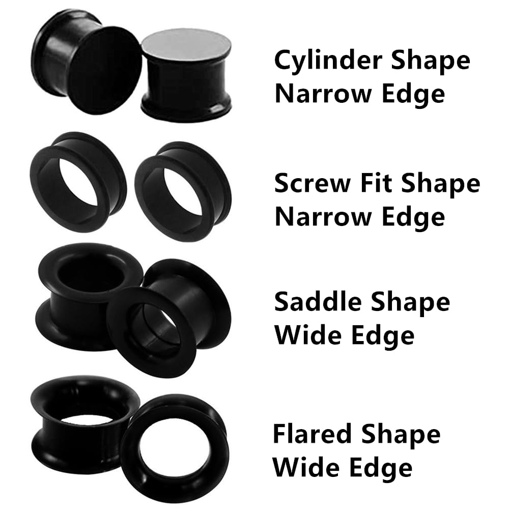 ที่อุดหูซิลิโคนหนายืดหยุ่นสีดำ - Body Jewelry Gauge Sizes บทวิจารณ์และราคา