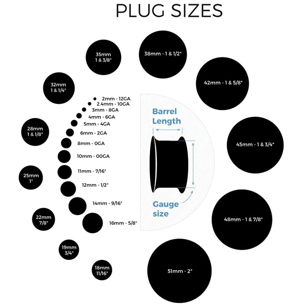 ที่อุดหูซิลิโคนหนายืดหยุ่นสีดำ - Body Jewelry Gauge Sizes บทวิจารณ์และราคา