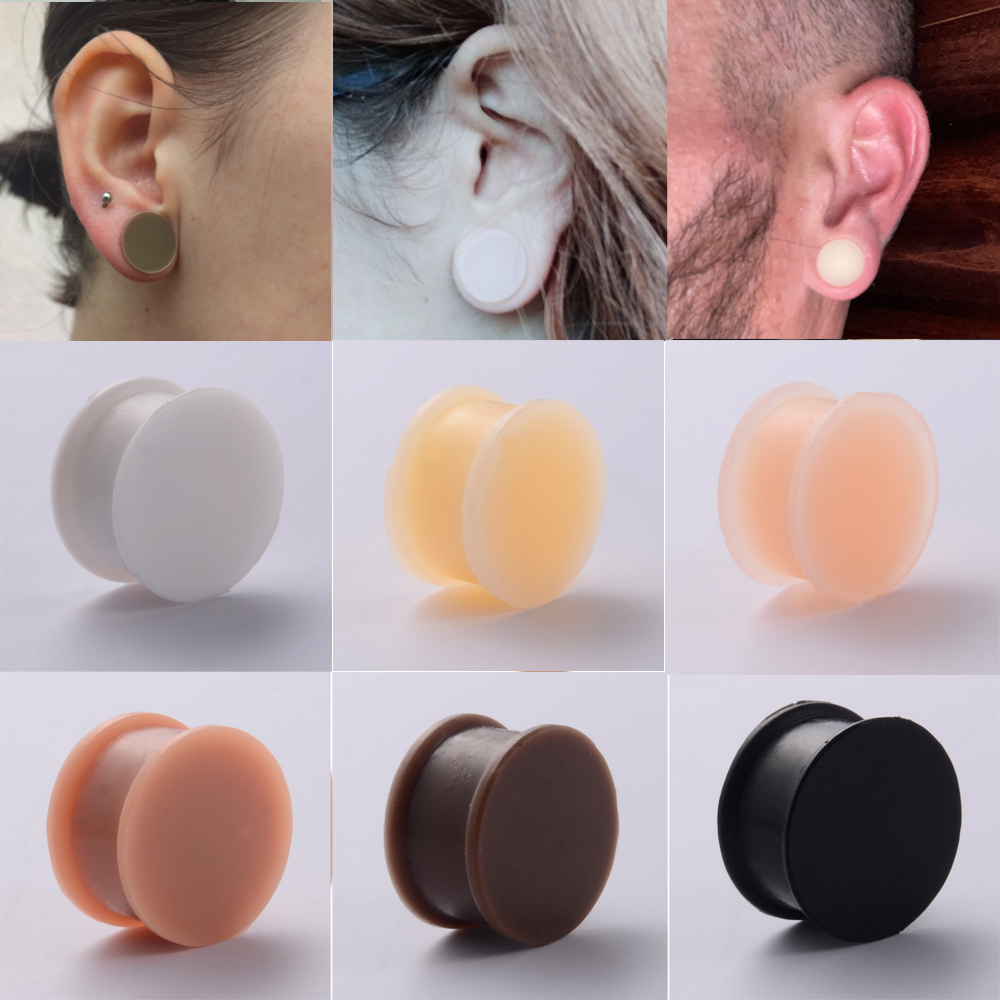 1 คู่ซิลิโคนหนาหู Flared ปลั๊ก - Body Jewelry Gauge Sizes บทวิจารณ์และราคา