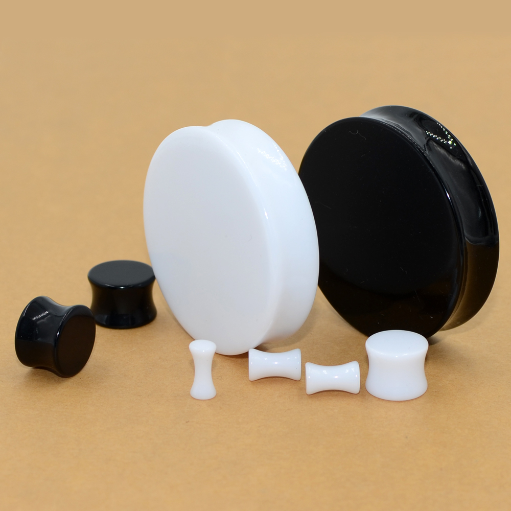 2คู่หูคริลิคปลั๊กสีขาวและสีดำข - Body Jewelry Gauge Sizes บทวิจารณ์และราคา