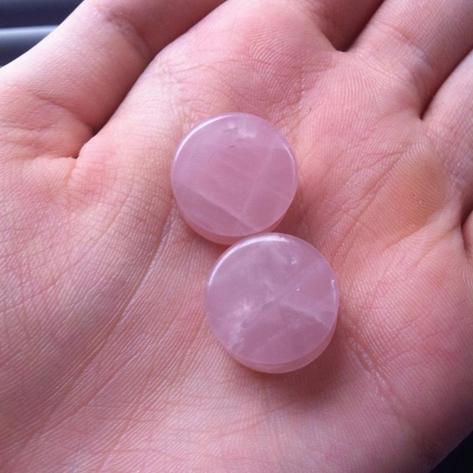 2Pc สีชมพู Quartz หินอุโมงค์เน - Body Jewelry Gauge Sizes บทวิจารณ์และราคา