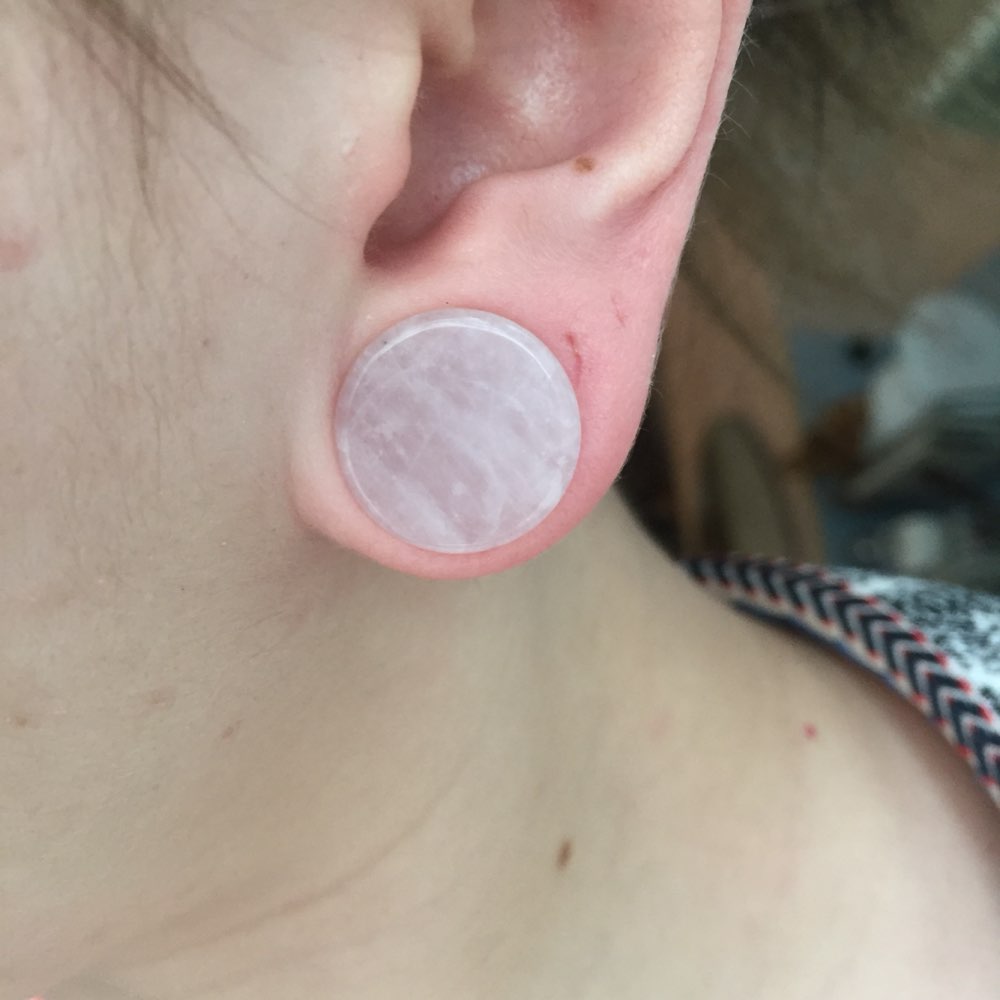 2Pc สีชมพู Quartz หินอุโมงค์เน - Body Jewelry Gauge Sizes บทวิจารณ์และราคา