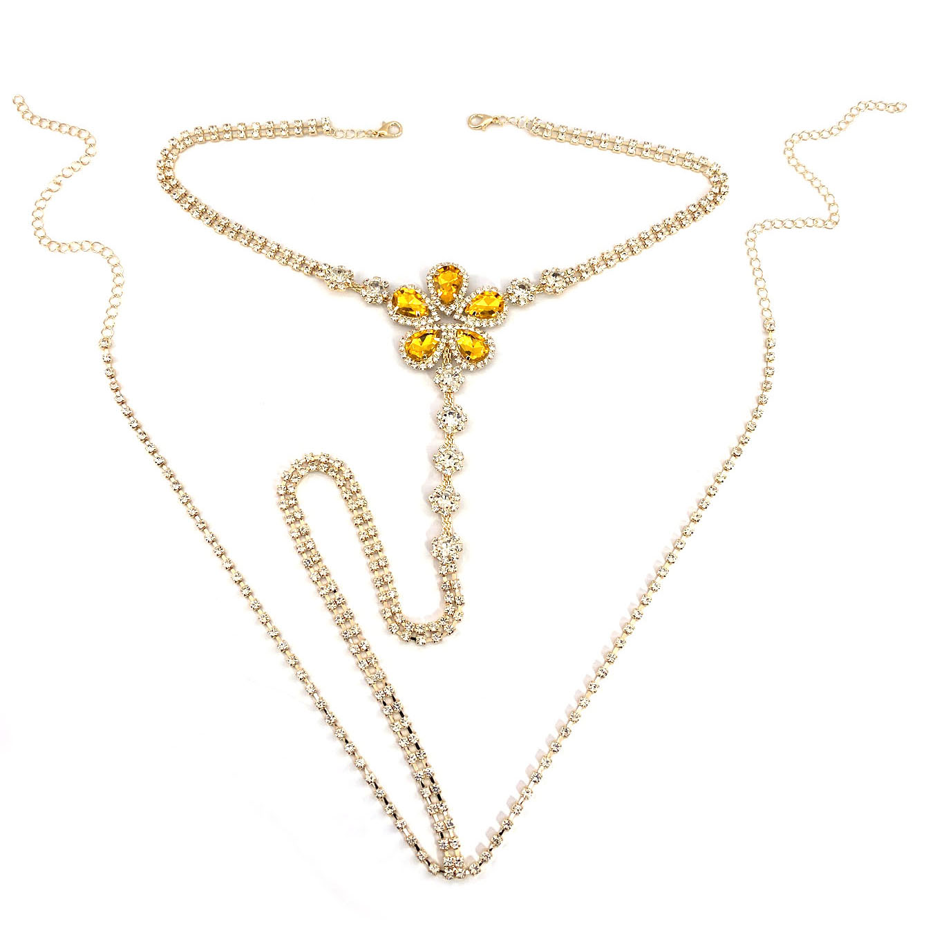 ชุดสายหนังประดับพลอยเทียมรูปดอ - Body Jewelry Chain บทวิจารณ์และราคา