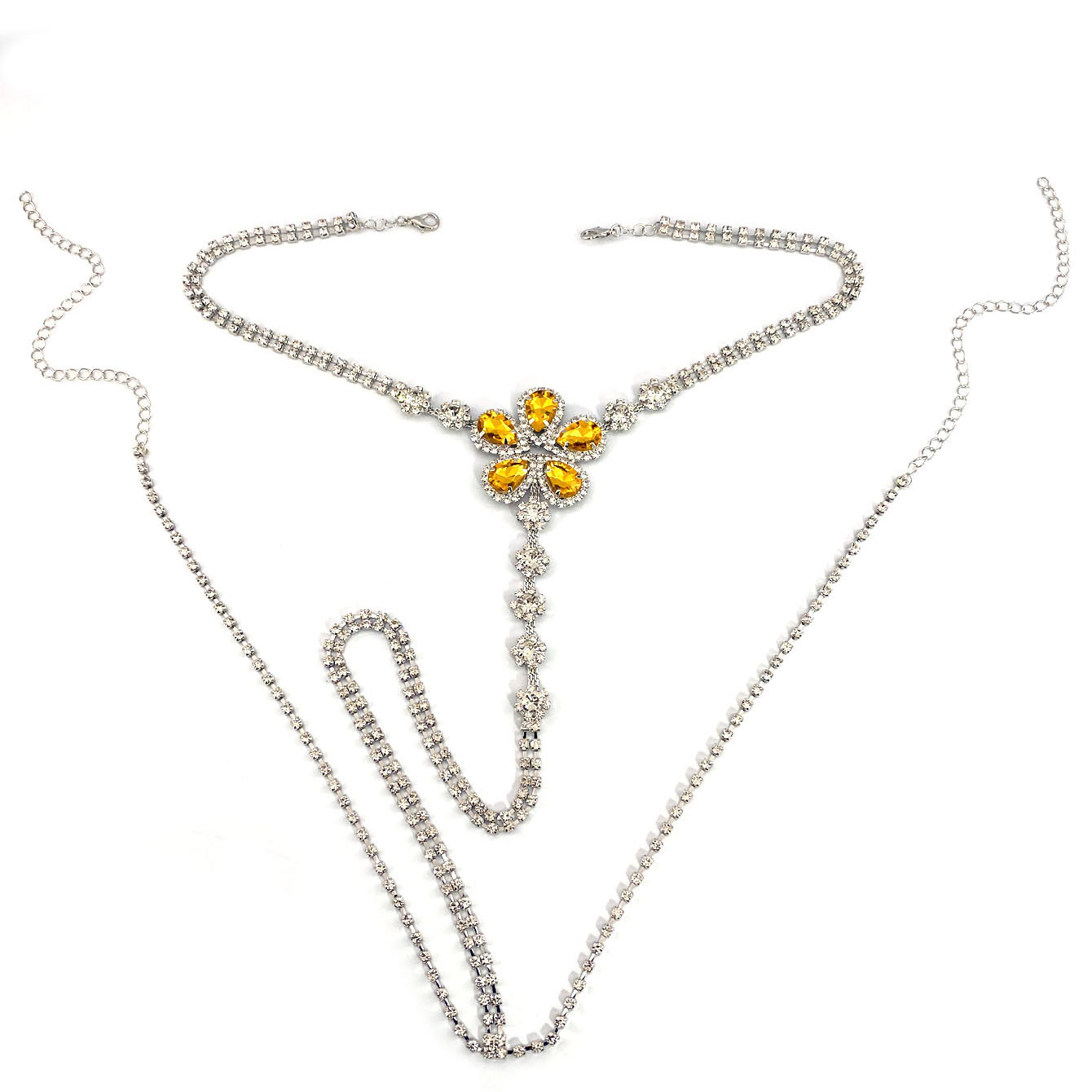 ชุดสายหนังประดับพลอยเทียมรูปดอ - Body Jewelry Chain บทวิจารณ์และราคา
