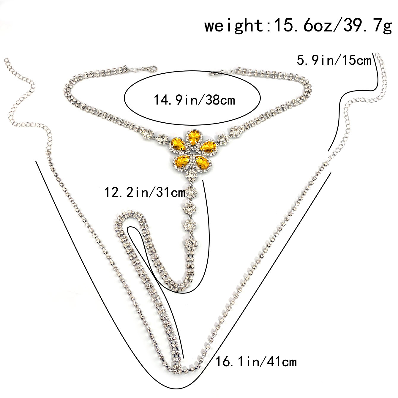 ชุดสายหนังประดับพลอยเทียมรูปดอ - Body Jewelry Chain บทวิจารณ์และราคา