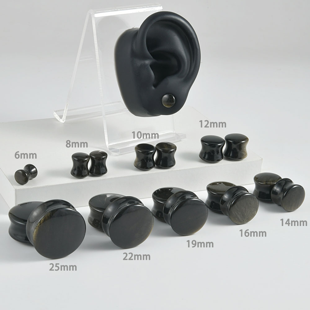 หินธรรมชาติสีดํา Double Flare  - Body Jewelry Gauge Sizes บทวิจารณ์และราคา