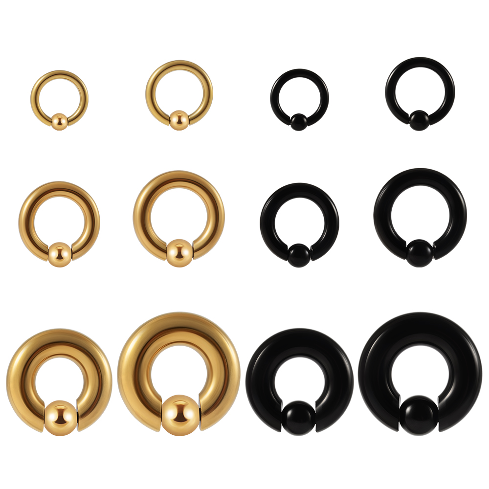 1PC สแตนเลสสตีลขนาดใหญ่แหวนลูก - Body Jewelry Gauge Sizes บทวิจารณ์และราคา