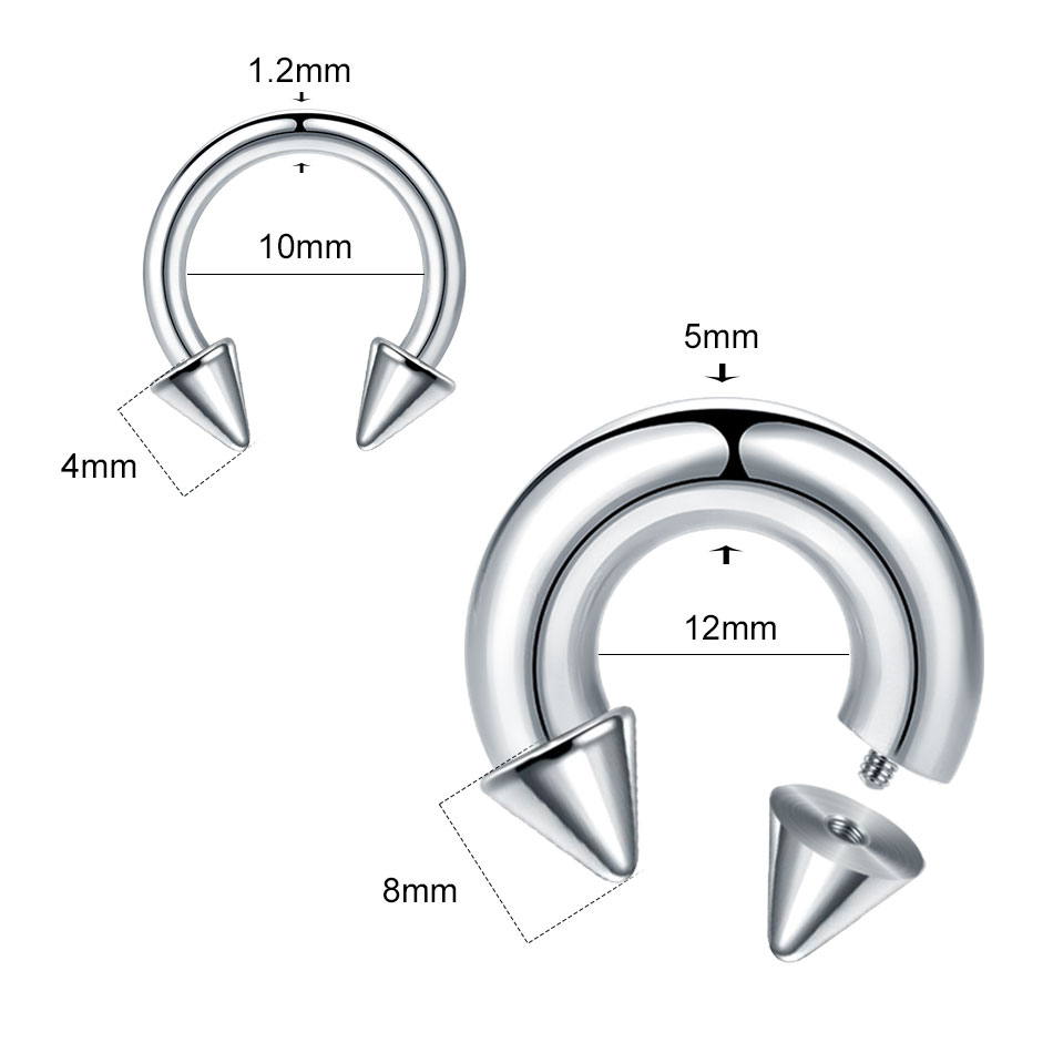 แหวนสแตนเลสทรงเกือกม้าขนาดใหญ่ - Body Jewelry Gauge Sizes บทวิจารณ์และราคา